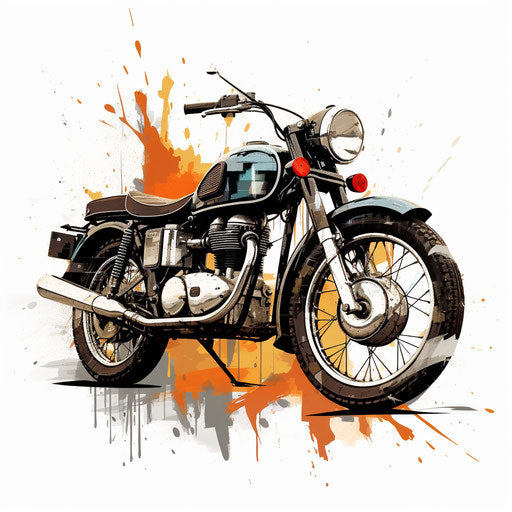Engine clipart in the style of oil painting, on a white background