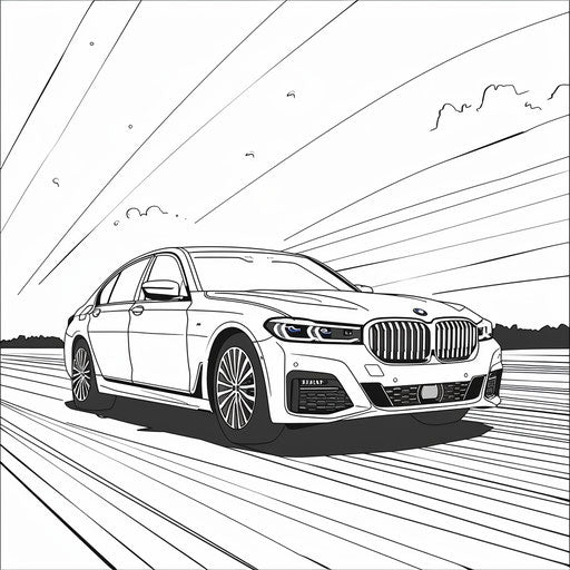BMW car in minimalist, monochrome style with stark contrasts
