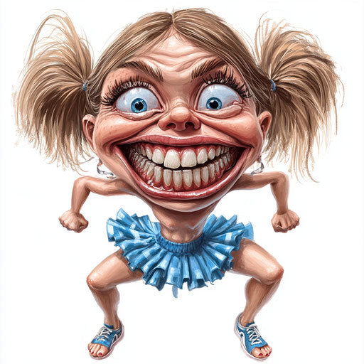 Witty Cheerleader Caricature Clipart Illustrations