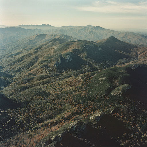 Aerial view of the peaks and valleys of Grandfather Mountain
