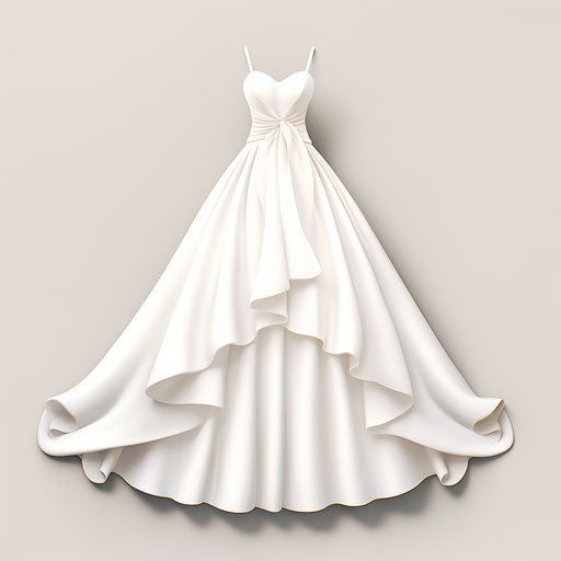 Minimalist wedding dress on white background
