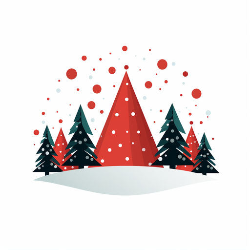 Minimalist style Christmas art on a white background
