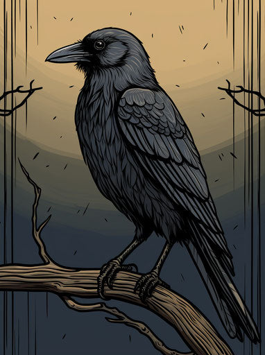 dark gray raven, neotraditional style, colorized, simple ink drawings, havencore, gothic morbidity, cranberrycore 93:125