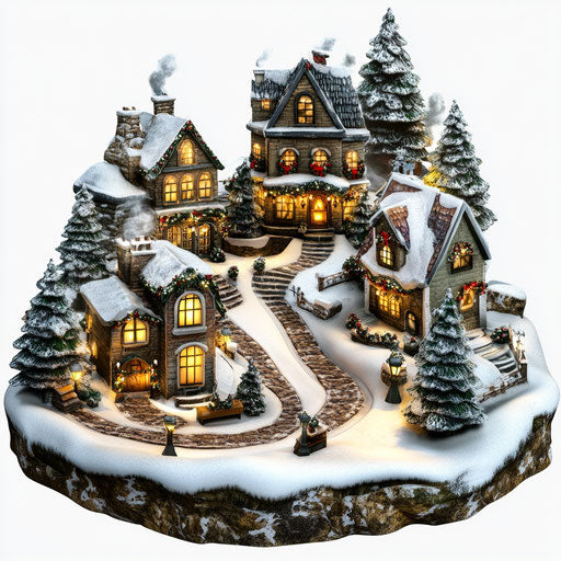 Realistic Christmas Village clipart, high resolution, isolated