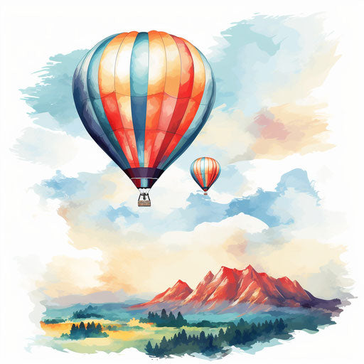 Hot air balloon clipart in Oil painting style