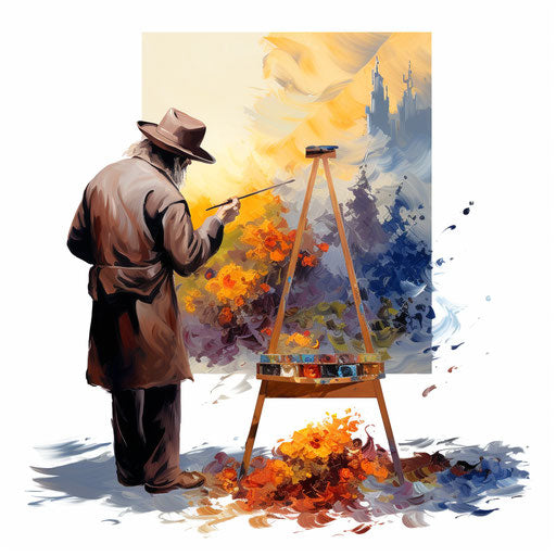 Playing clipart in the style of Oil painting, on a white background