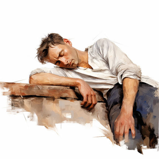 Tired clipart in the style of Oil painting