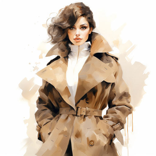 Coat clipart in the style of Oil painting, on a white background