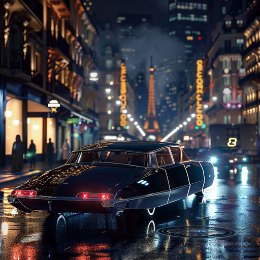 Luxurious limousine in city night