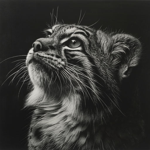 Majestic black and white portrait of a Pallas's cat