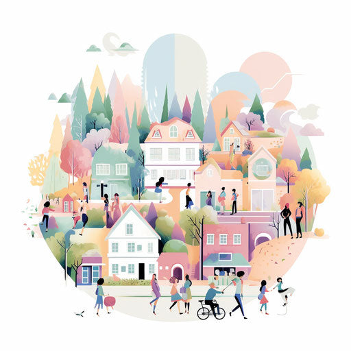 Community illustration in Pastel Colors Art style
