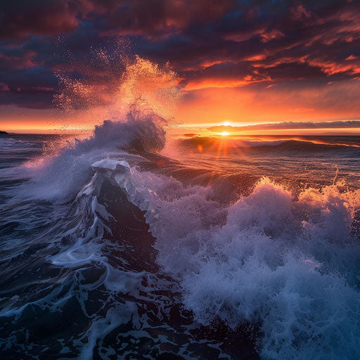 Wave crashing on an iceberg at Diamond Beach, Iceland