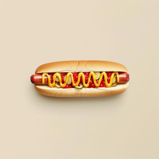Elegant hot dog on flat cream background