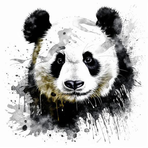Panda in Chiaroscuro Art style on white background