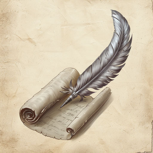 Artistic quill on parchment