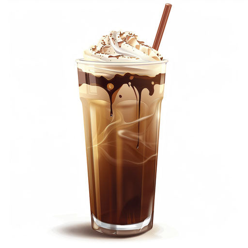Realistic iced coffee on flat white background
