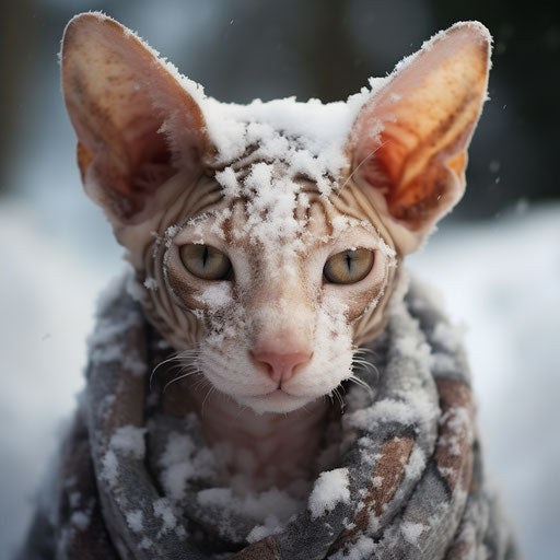 Cornish rex in the snow