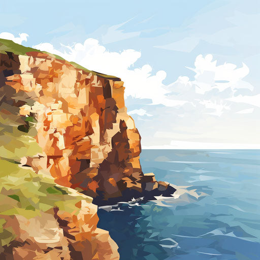 Cliff clipart in the style of Impressionistic Art