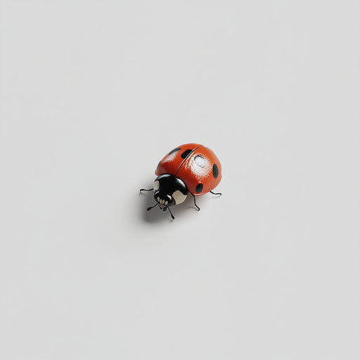 3D ladybug on flat white background, realistic style