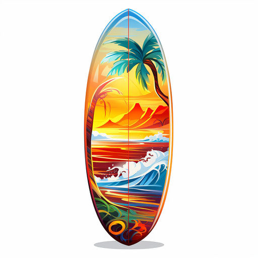Surfboard clipart in Oil painting style, on a white background