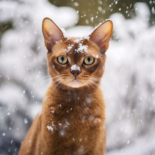 Burmese cat in the snow