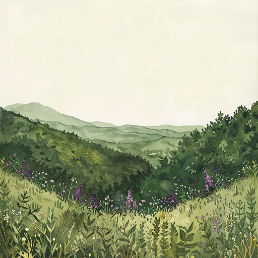 Hand painted postcard of the Smoky Mountains without words