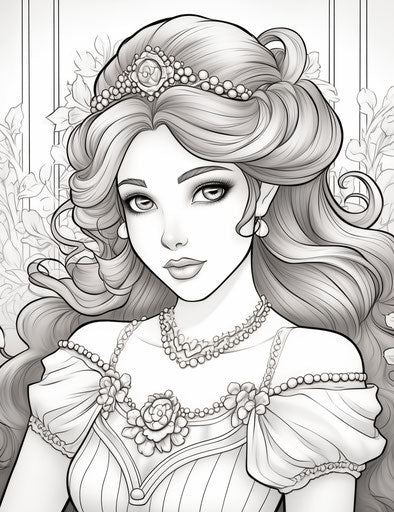 Princess coloring in aristocratic style pink and gold