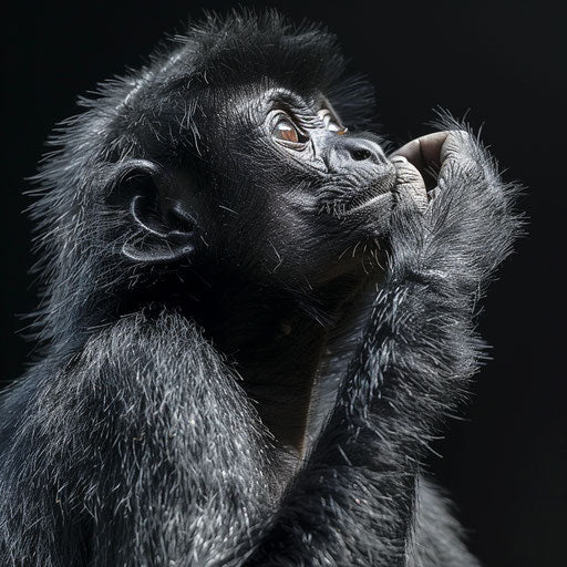 Intimate moment of a spider monkey grooming itself