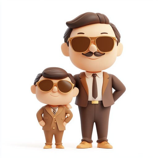 3D Father's Day with photo realistic clipart on flat white background