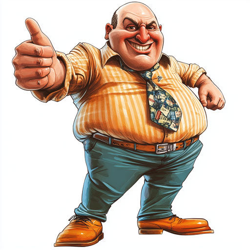 Humorous caricature of a success caricature