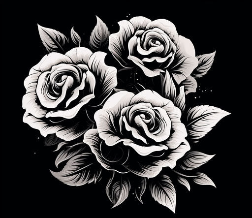 Artistic black and white tattoo in film noir punk rock style