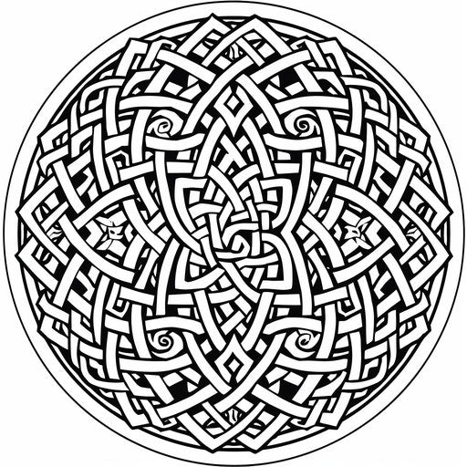 Circle with Celtic knot design. Coloring book page
