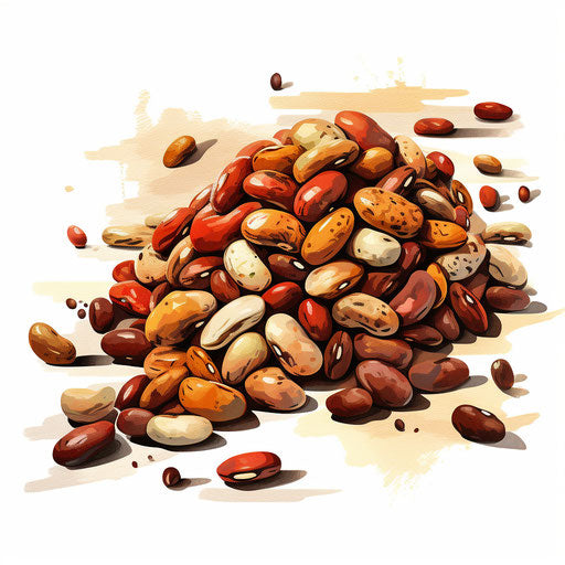 Beans clipart in the style of Impressionistic Art, on white background