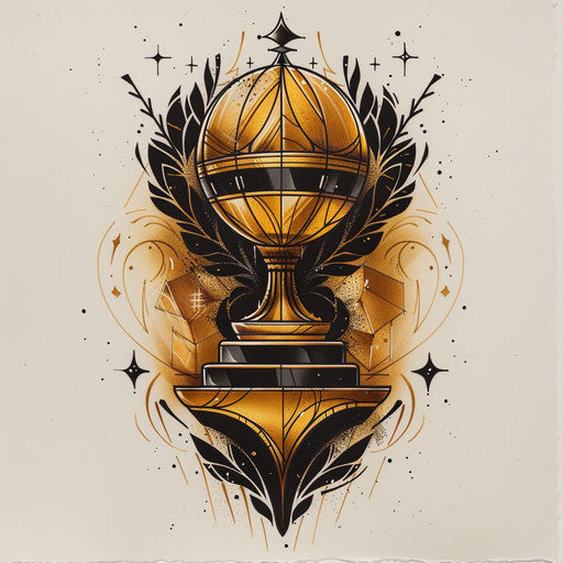 Sophisticated sketch of a basketball trophy in flat style