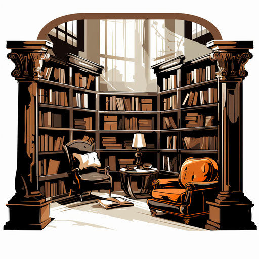 Library clipart in the style of Chiaroscuro Art