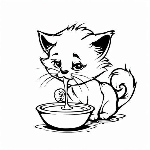 Cat drinking milk from a bowl
