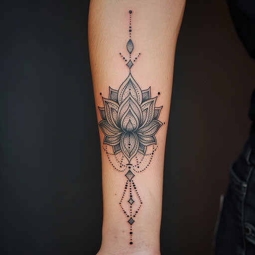 Spiritual tattoos of a lotus flower on the forearm