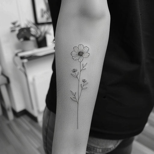 Bold black and white cosmos tattoo sketch