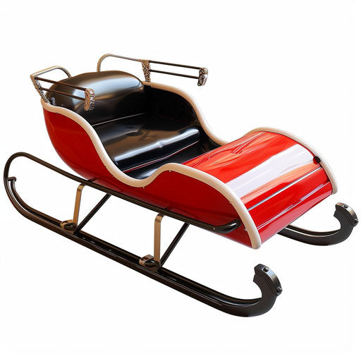 Realistic sled clipart with dynamic colors on white background