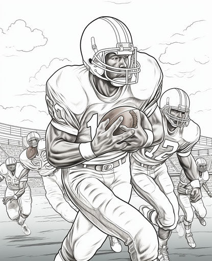 NFL football players coloring page in comic art style