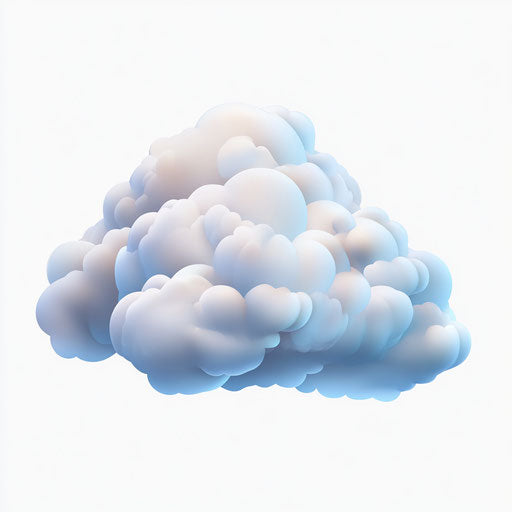 3D cloud cartoon in PNG with flat white background, isolated clipart