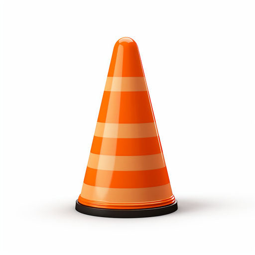 Traffic cone in Minimalist style, on white background