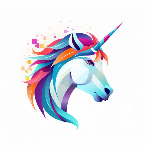 Minimalist unicorn head clipart on white background