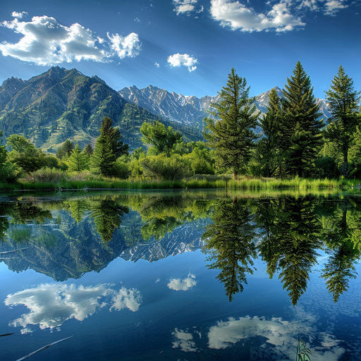 Wasatch Mountains reflected in a serene lake