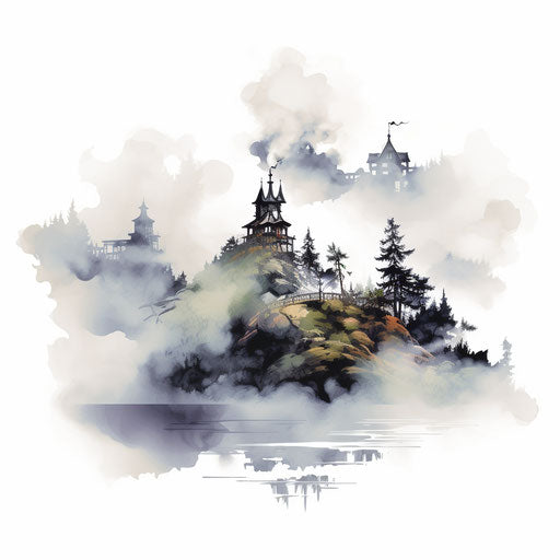 Fog clipart in the style of Oil painting, on a white background