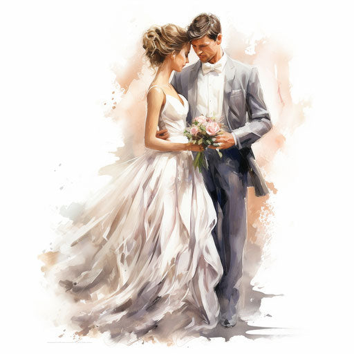 Wedding illustrations in the style of Oil painting