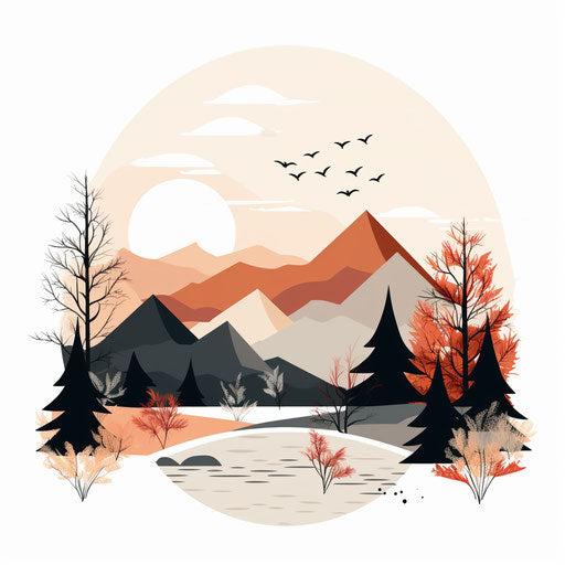 Nature clipart in Minimalist style, on white background