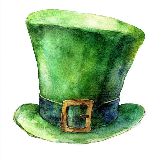 Watercolor St. Patrick's Day hat on white background