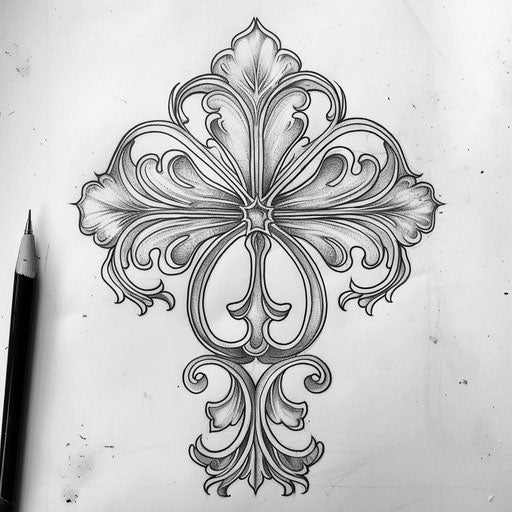 Sophisticated sketch of a clover with Art Nouveau style curves