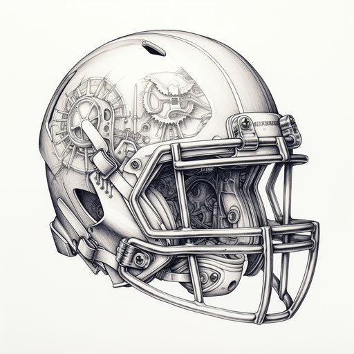 Sketch of American football in matte drawing style, light gray